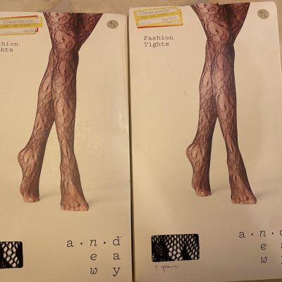 BEAUTIFUL SEXY WOMEN FASHION TIGHTS LOT 2 BLACK COLOR -SIZE M/L BRAND ~A NEW DAY